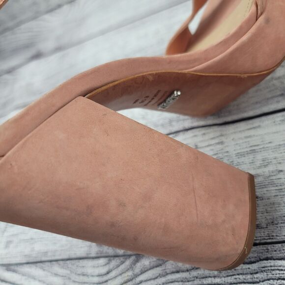 Schutz Women's Platform Block Heels Shoes Blush Suede Ankle Strap 8.5B - Picture 6 of 12